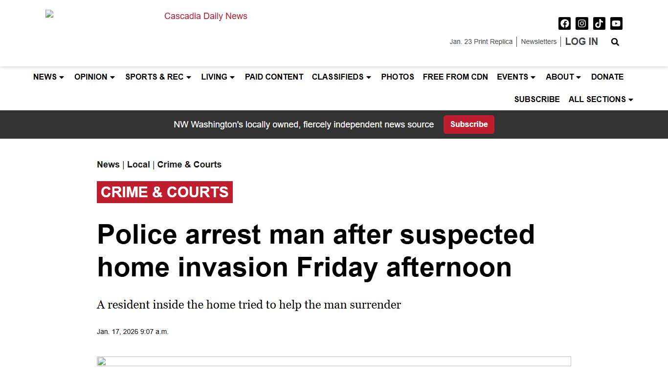 Police arrest man after suspected home invasion Friday afternoon Cascadia Daily News