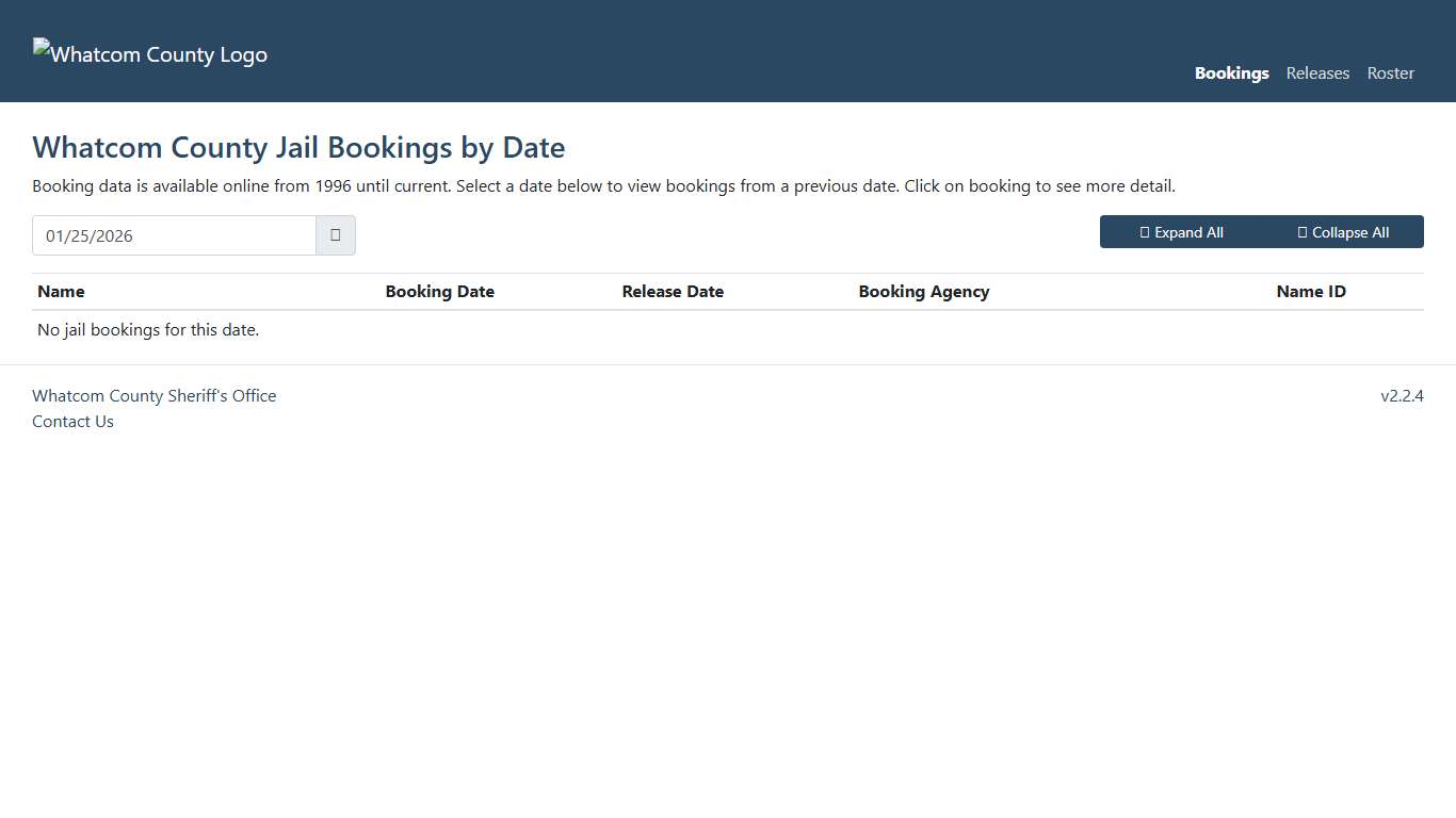 Whatcom County Sheriff's Office Jail Bookings